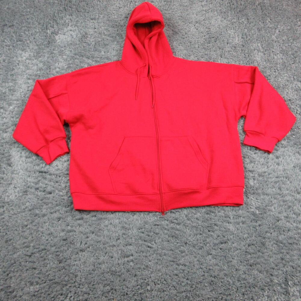 PrettyLittleThing Hoodie Womens XL Red Full Zip Lined Oversized Fleece